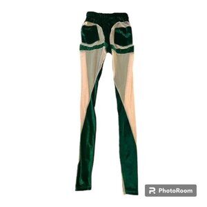 sexy green velvet with sheer cutout leggings